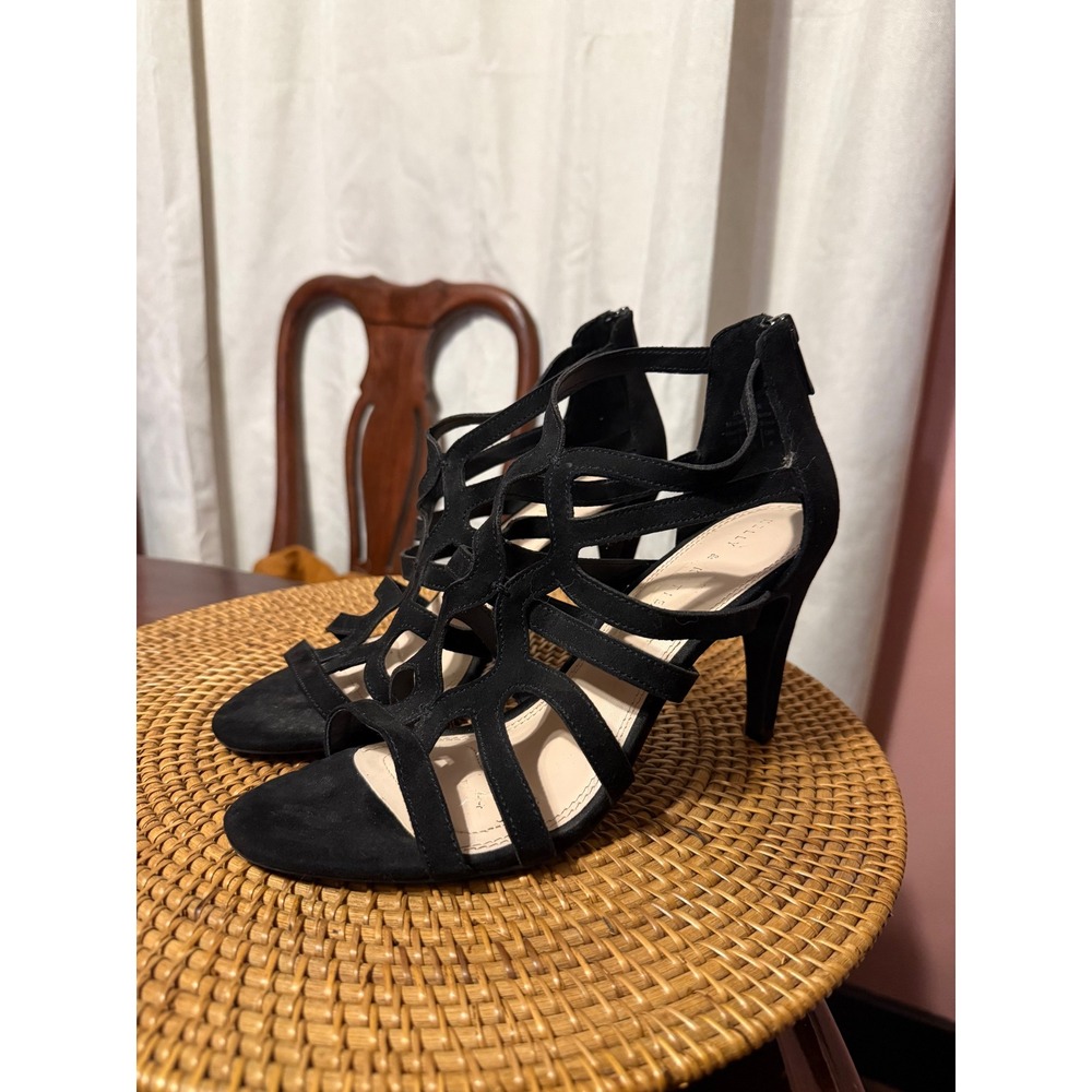 Kelly & Katie Jazelle Black Caged Strappy Stiletto Heel Sandals Womens 10